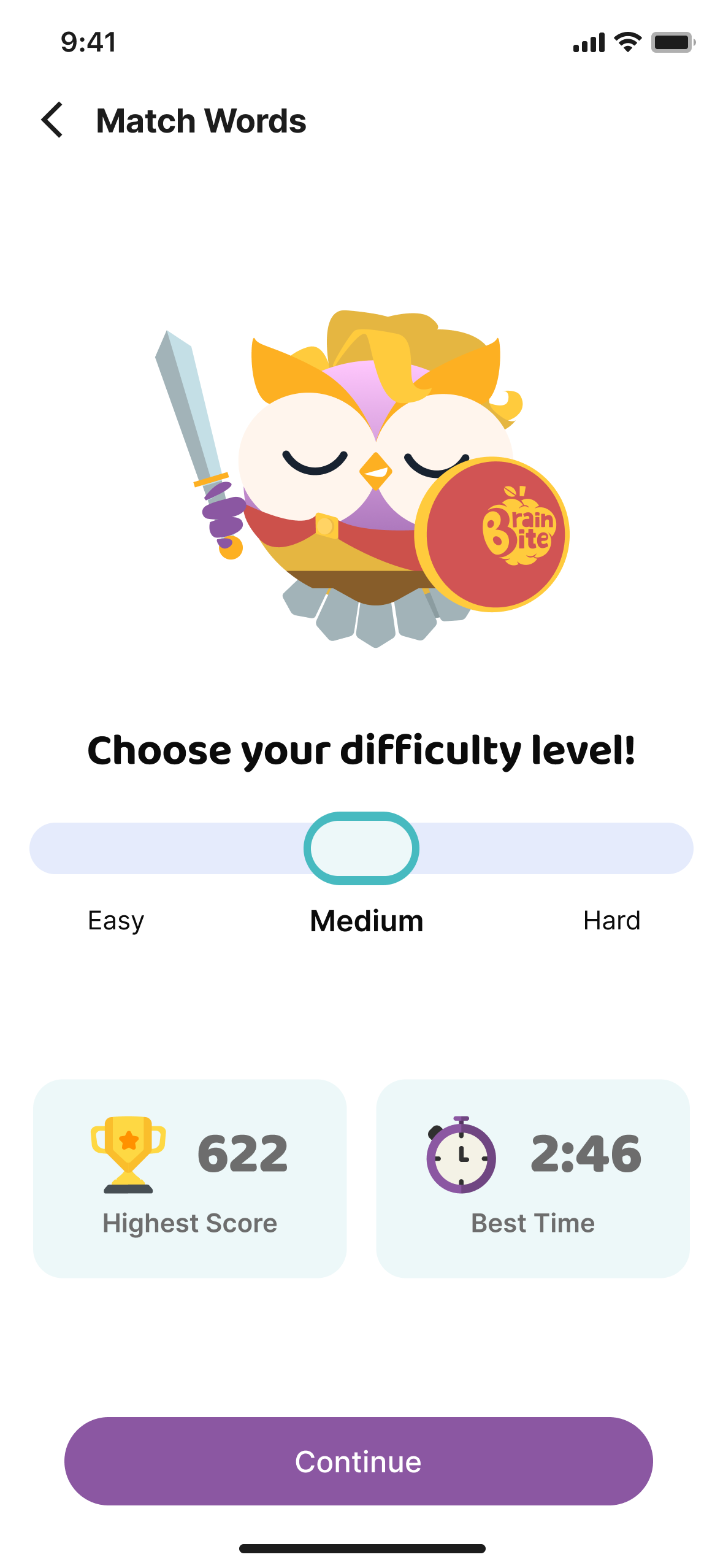 Brainbite gamified product interface